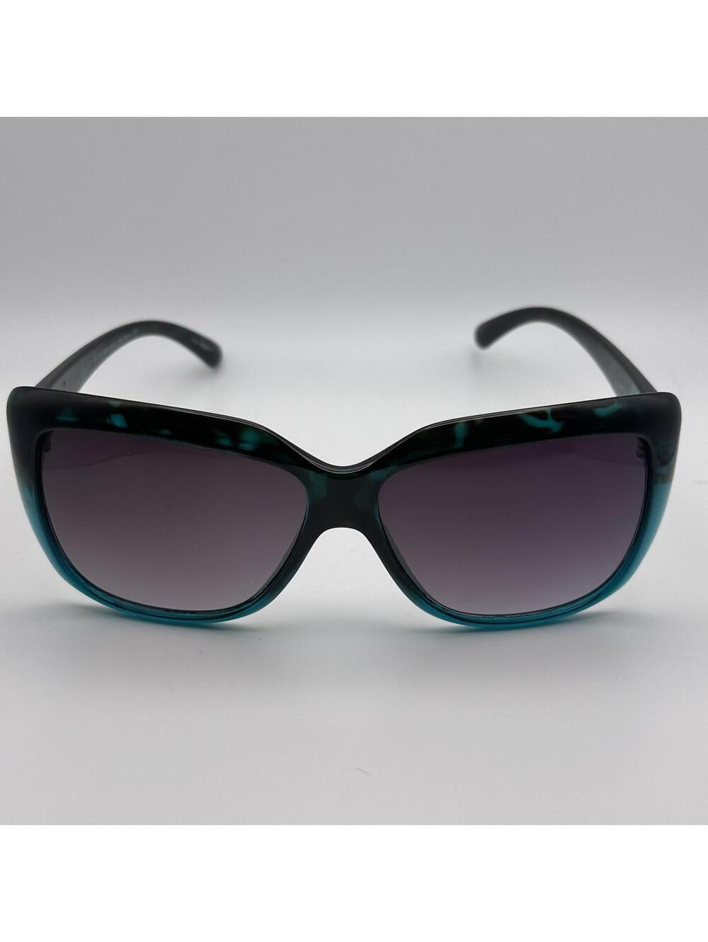 ELLE Women's Oversized Square Teal & Black Tortoise Sunglasses - Picture 3 of 10